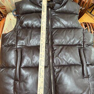 Women's Ralph Lauren Quilted Dark Brown Lamb Leather Vest 16
